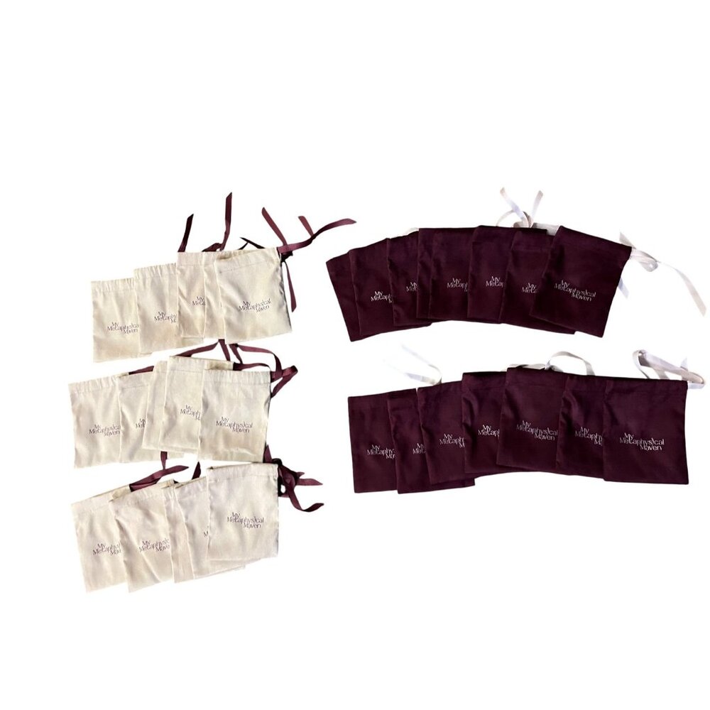 Fabric Bags Used Small Drawstring Lot of 30 Small 2 Colors 4" x 5.5"